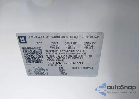 2018 GMC Sierra 1500 Slt from USA, damaged, VIN 3GTU2NEJ2JG137268